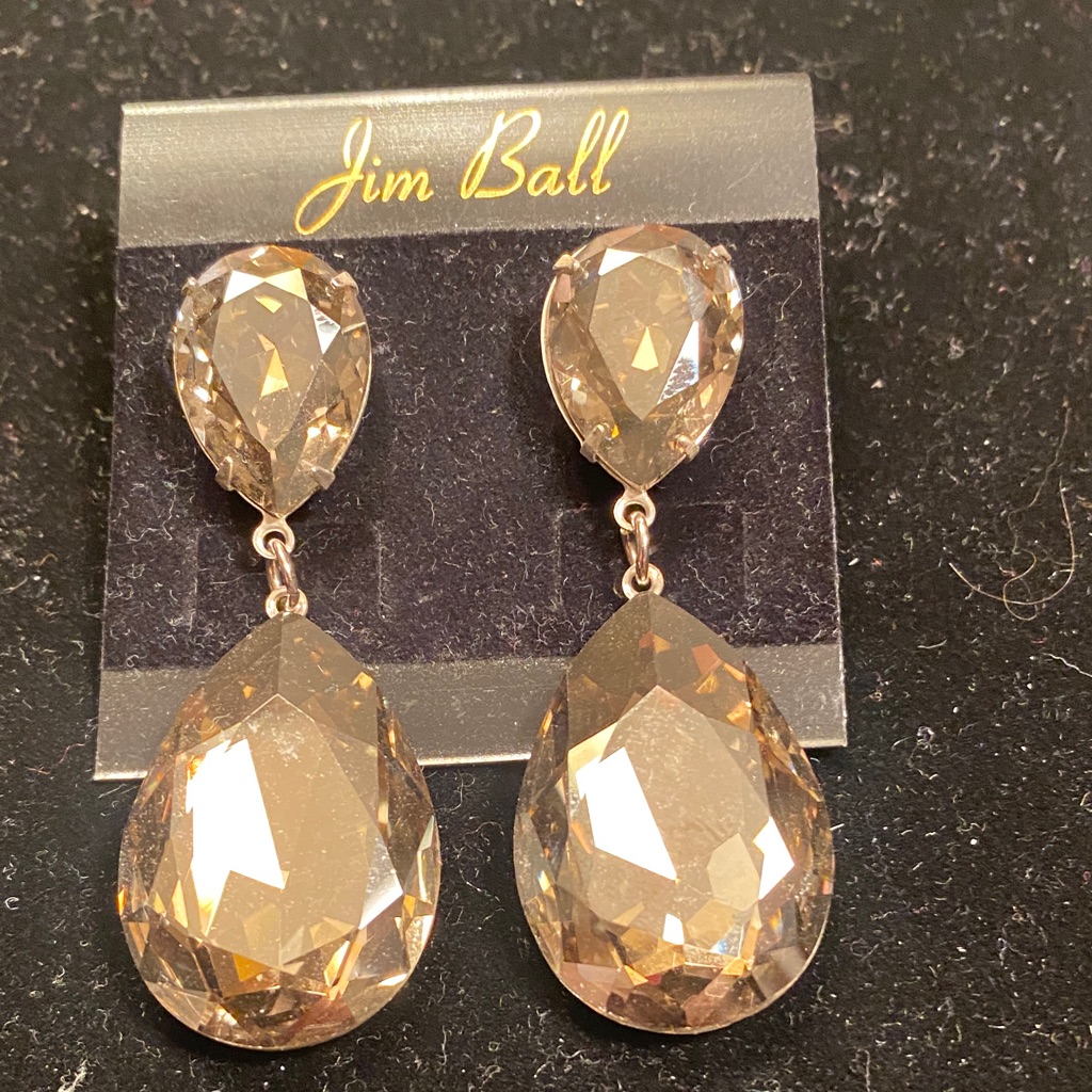 Champagne Teardrop Crystal Drop Earrings